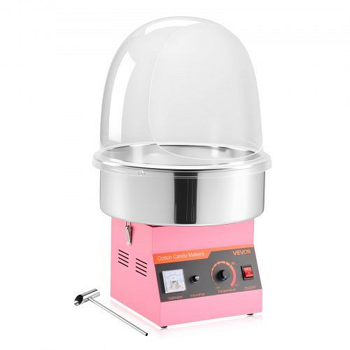 VEVOR Zuckerwattemaschine 1000 W, mit Abdeckung & Edelstahlschüssel & Zuckerlöffel, Rosa, ideal für Feiern, ZHSKU00000000000531