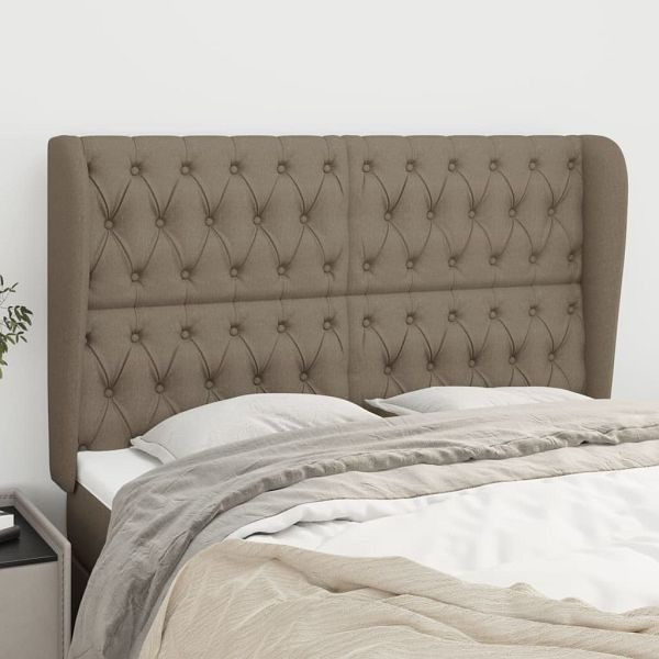 vidaXL Kopfteil mit Ohren Taupe 163x23x118/128 cm Stoff, 3118302