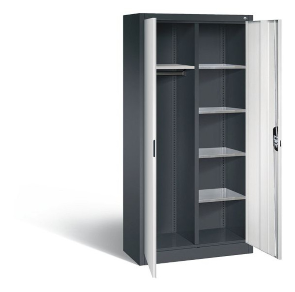C+P Akten-/Garderobenschrank Acurado, H1950xB930xT400mm, Farbe: Schwarzgrau / Lichtgrau, Muldengriff, 8920-312 S10187