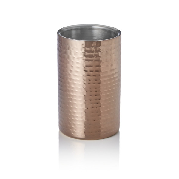 WAS Flaschenkühler, Ø 12 cm, Höhe 19 cm, gehämmert, bronze, doppelwandig, Chromnickelstahl, PVD Beschichtung, 1534192