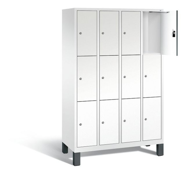 C+P Schließfachschrank Evolo, H1850xB1190xT500mm, Farbe: Verkehrsweiß / Dekor Weiß, 48010-403 S10197