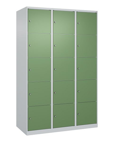 C+P Schließfachschrank Classic PLUS, 3 Abteile, 1850x1200x500mm, 7035/6011, 080000-325 S10006