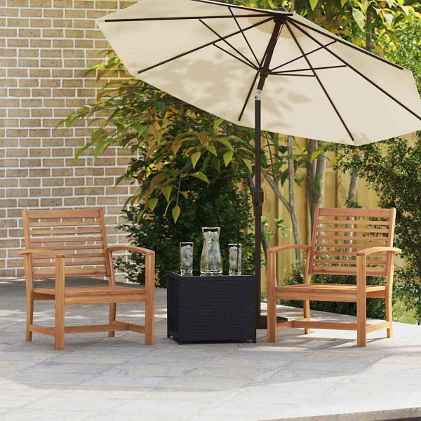 vidaXL Gartenstühle 2 Stück Natur 60 x 65 x 76,5 cm Teak-Massivholz, 42006402