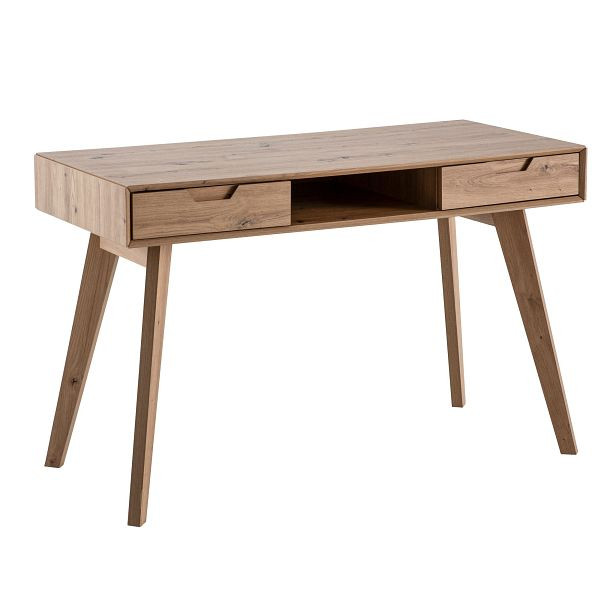 Wohnling Schreibtisch 120x55x77cm Eiche Dekor mit Stauraum, Design Bürotisch Skandinavisch mit Schubladen, WL6.874