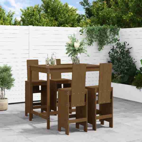 vidaXL 5-tlg. Gartenbar-Set Honigbraun Massivholz Kiefer, 3157778