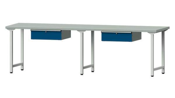 ANKE Werkbänke Arbeitstisch, Modell 193, 2800 x 800 x 840 mm, RAL 7035/5010, ZBP 40 mm, 401.476