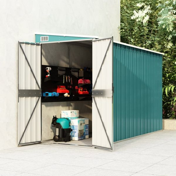 vidaXL Anbauschuppen Grün 118x288x178 cm Verzinkter Stahl, 316225