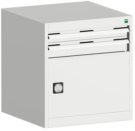 bott cubio Schubladenschrank bestückt mit 2 Schubladen, Tür BxTxH: 650 x 525 x 700 mm, RAL 7035, 40011041.16V