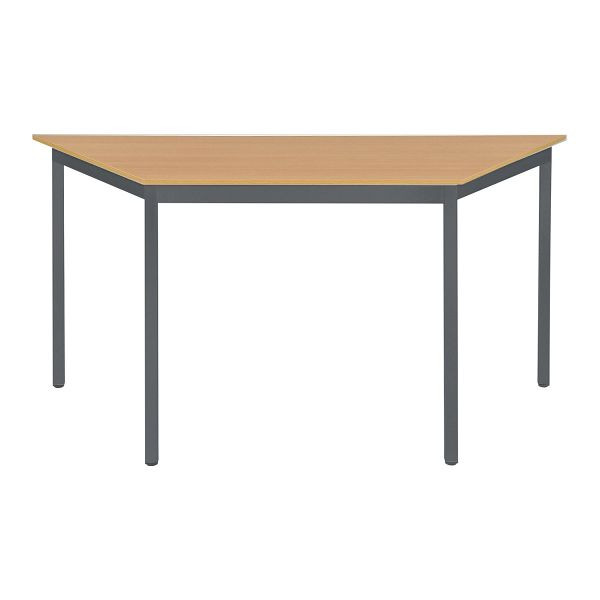 Bisley Mehrzwecktisch, Trapezförmig, Breite 1400 mm, Tiefe 700 mm, 19mm Tischstärke, 334 anthrazitgrau x BC buche, MTT1407BC334