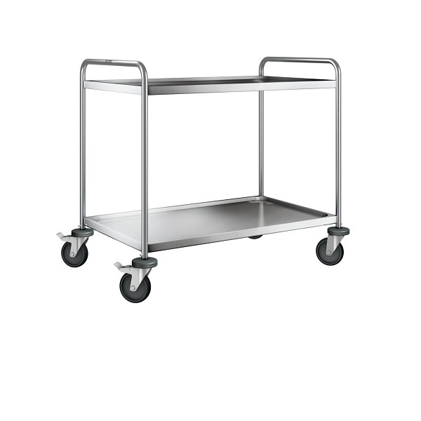 B.PRO Servierwagen SW 10 x 6 -2 BASIC, 4 Lenkrollen, davon 2 mit Feststeller, Stahl, verzinkt mit luftidentischer Bereifung, 575502