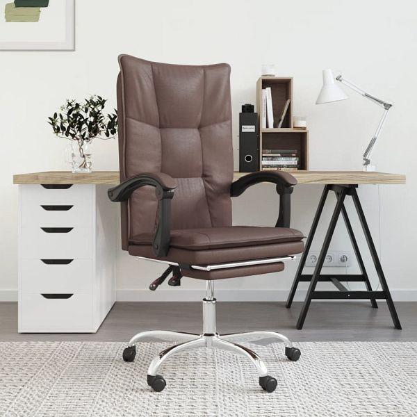 vidaXL Bürostuhl mit Liegefunktion Braun Kunstleder, 349754