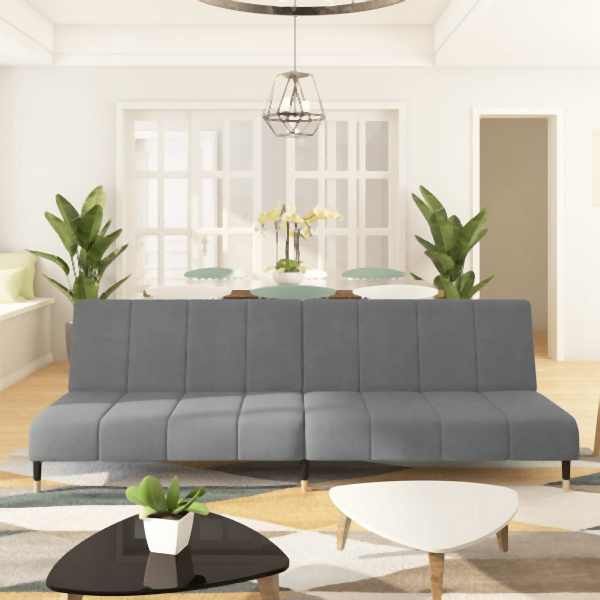 vidaXL Schlafsofa 2-Sitzer Hellgrau Samt, Polyester, 375874