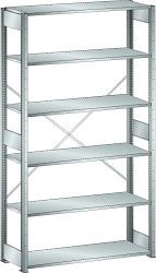 LISTA Grundregal L1006 (BxTxH) 1300x500x2500mm 160kg, 2 Regalstützenpaare inklusive 6 Tiefenstreben, Farbe: Lichtgrau, 50.232.020