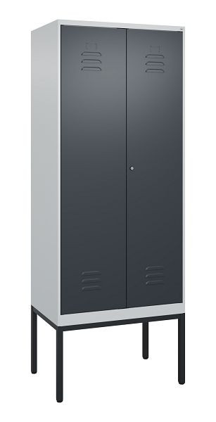 C+P Umkleidespind Classic PLUS, Doppel-Spind, Gestell, 2 Abteile, 2120x800x500mm, 7035/7016, Zylinderschloss, 0800327-22P S10023