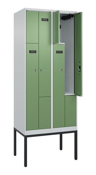 C+P Z-Spind Evolo PLUS, Gestell, 4 Fächer, 2120x800x500mm, 7035/6011, Zylinderschloss, 0490337-224 S10033