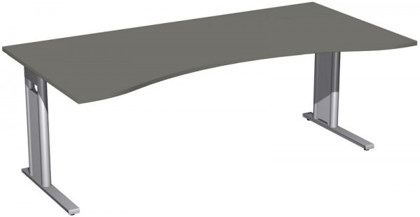 geramöbel Schreibtisch Ergonomieform starr, C Fuß Blende optional, 2000x1000x720, Graphit/Silber, N-648338-GS