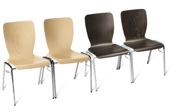 Deskin Besucherstuhl JARA inkl. Reihenverbinder, 4-Fuß Gestell alusilber, Formschale, Farbe Wenge, 211163