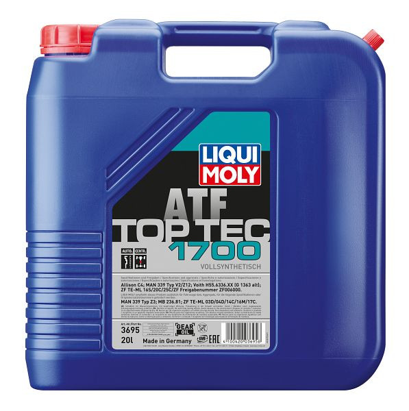 LIQUI MOLY Getriebeöl Top Tec ATF 1700, Kanister Kunststoff, VE: 20 Liter, 3695