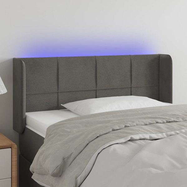 vidaXL LED Kopfteil Dunkelgrau 103x16x78/88 cm Samt, 3123279