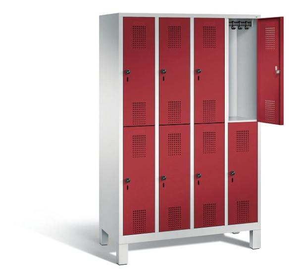 C+P Spind doppelstöckig Evolo, H1850xB1190xT500mm, Farbe: Lichtgrau / Rubinrot, 48310-40 S10200