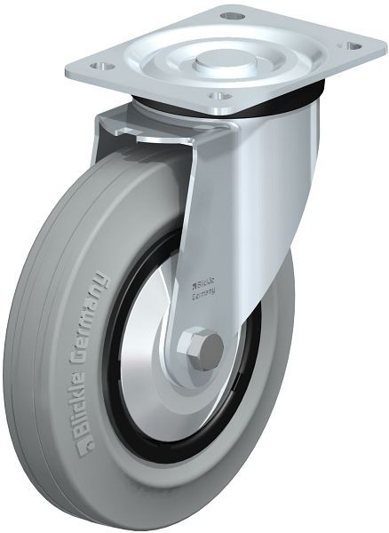 Blickle L-VPP 200R-SG-FA Stahlblech-Lenkrolle, mittelschwere Ausführung, mit Anschraubplatte, Vollgummi, Schwarz, 94813