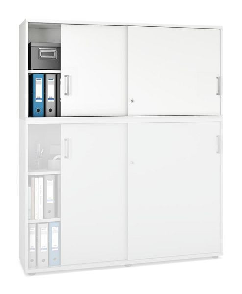 Deskin Schiebetüren-Aufsatzschrank MULTI MODUL-PRO, Dekor weiß, B 1600 x H 750 x T 420 mm, 352281
