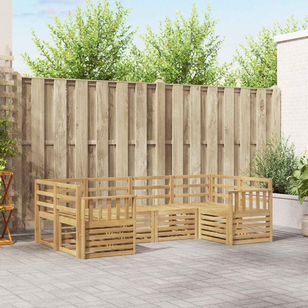 vidaXL Outdoor-Sofagarnitur 6-teilig Weiß 245 x 128,5 x 73 cm, 3392384