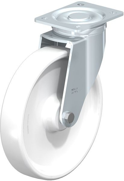 Blickle LH-SPO 251G Stahlblech-Lenkrolle, Schwerlast-Ausführung, mit Anschraubplatte, Polyamid, Weiß, 754633