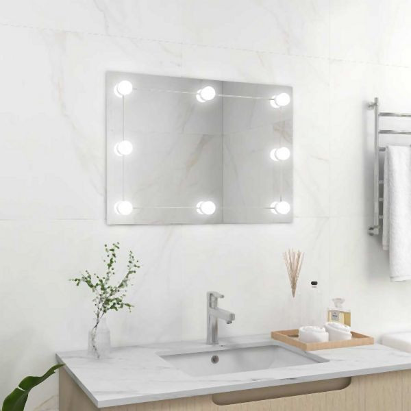 vidaXL Wandspiegel ohne Rahmen mit LED-Beleuchtung Rechteckig Glas, 3078643
