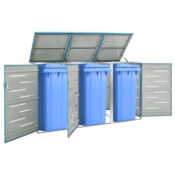 vidaXL Mülltonnenbox für 3 Tonnen 207x77,5x112,5 cm Edelstahl, 149568