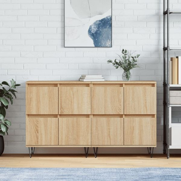 vidaXL Sideboards 2 Stück Sonoma-Eiche Holzwerkstoff, 3190176