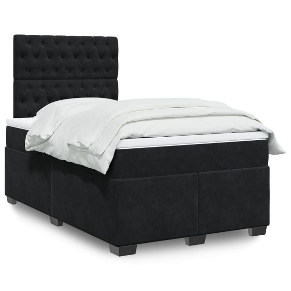 vidaXL Boxspringbett mit Matratze Schwarz 120x200 cm Samt, 3293190