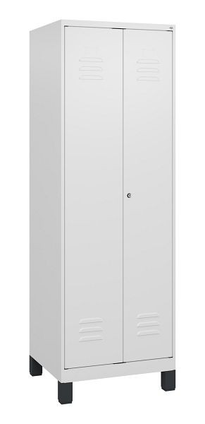 C+P Umkleidespind Classic PLUS SW, Füße, 2 Abteile, 1800x600x500mm, 9016/9016, Zylinderschloss, 0800127-20 S10029