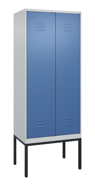 C+P Umkleidespind Classic PLUS, Doppel-Spind, Gestell, 2 Abteile, 2120x800x500mm, 7035/5023, Zylinderschloss, 0800327-22P S10020