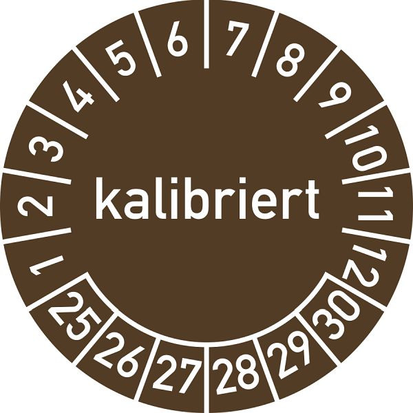 Moedel Prüfplakette kalibriert 2025 - 2030, Folie, Ø 15 mm, VE: 10 Stück/Bogen, 106301