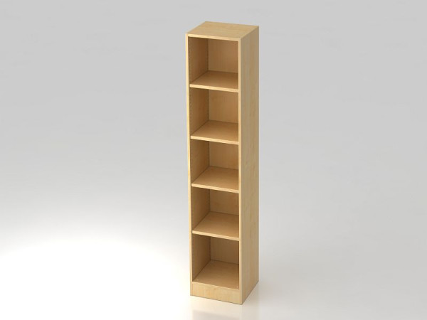 Hammerbacher Regal schmal 5OH mit Sockelblende Ahorn, 40,6x40x200,4 cm (BxTxH), V6040/3