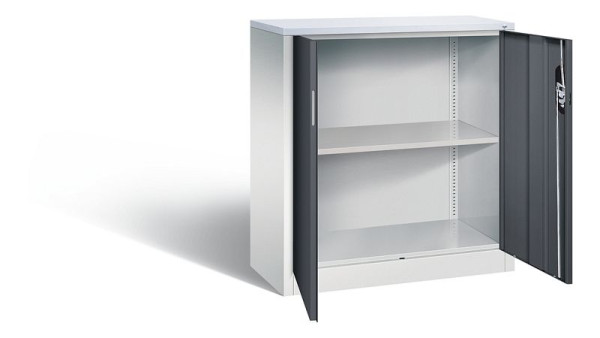 C+P Büroschrank Acurado, H1000xB930xT400mm, Farbe: Lichtgrau / Schwarzgrau, Muldengriff, 2 OH, 9266-1200 S10312