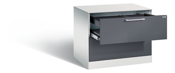 C+P Hängeregistraturschrank Asisto, H710xB800xT600mm, Farbe: Lichtgrau / Schwarzgrau, Bügelgriff, 146273-212 S10078