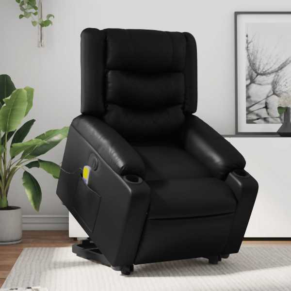 vidaXL Massagesessel mit Aufstehhilfe Elektrisch Schwarz Kunstleder, 3206563