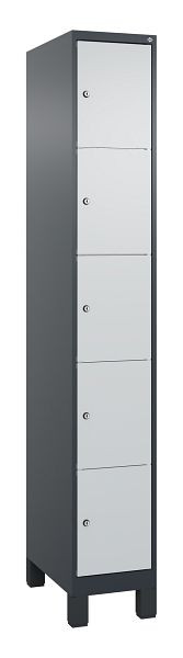 C+P Schließfachschrank Classic PLUS, Füße, 1950x300x500mm, 7016/7035, mit 5 Fächern, 080010-105 S10013