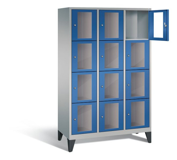 C+P Schließfachschrank Classic, H1850xB1200xT500mm, Farbe: Weißaluminium / Enzianblau, 8010A324 S10013