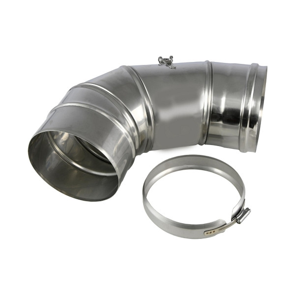 Solarbayer Rauchrohrbogen VA 150 - 90°, inkl. Klemmband, 530032400