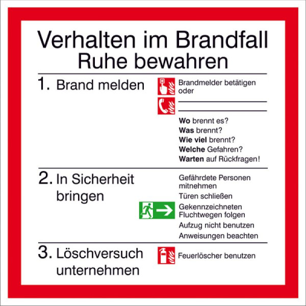 Stein HGS Brandschutzschild, Verhalten im Brandfall, Kunststoff, witterungsbeständig, nicht langnachleuchtend, 43.a5970