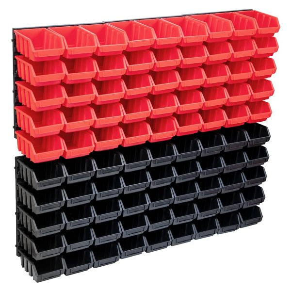 vidaXL 96-tlg. Behälter-Set für Kleinteile mit Wandplatten Rot Schwarz, 150807