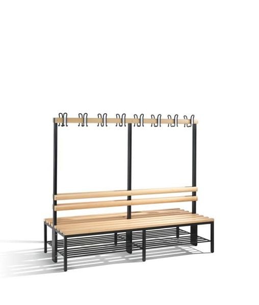 C+P Garderobenbank doppelseitig Basic, H1650xB1960xT750mm, mit Schuhrost, 8052-210 S10041