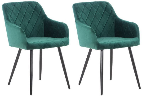 CLP 2er Set Esszimmerstuhl Shila Samt, grün, 322101