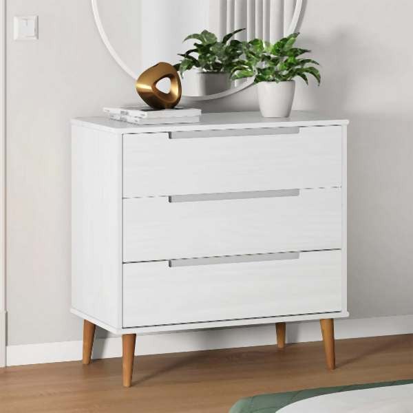 vidaXL Schubladenschrank MOLDE Weiß 80x40x80 cm Massivholz Kiefer, 350505