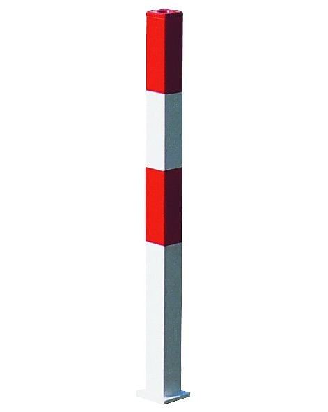 Moravia Absperrpfosten Stahl, herausnehmbar, zum Einbetonieren, feuerverzinkt, 2 Ösen, 70 x70 mm, rot/weiß, 243698