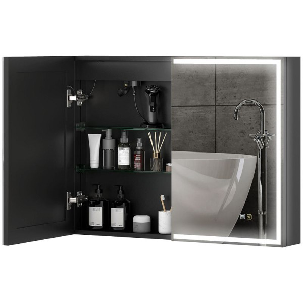 HOMCOM Badezimmerschrank Aufbewahrung, Bohème-Stil Aufbewahrungsschrank - Schublade und Doppelschrank, verstellbare Regale, Rattantür, 834-789V00BK