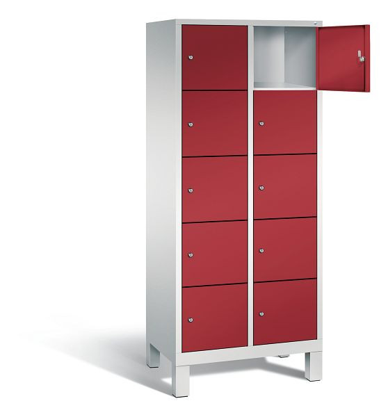C+P Schließfachschrank Evolo, H1850xB810xT500mm, Farbe: Lichtgrau / Rubinrot, 48010-225 S10070